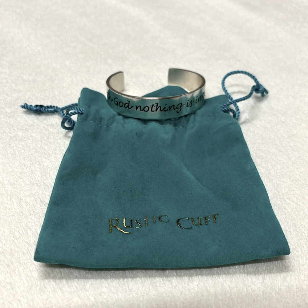 Rustic Cuff “With God Nothing Is Impossible” cuff.